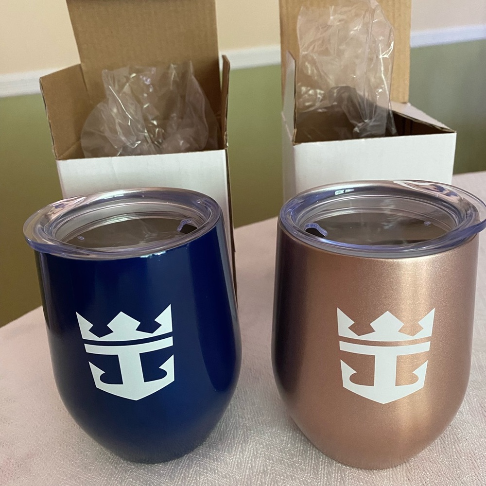 Royal Caribbean Blue and Rose Gold Insulated Drinkware Set